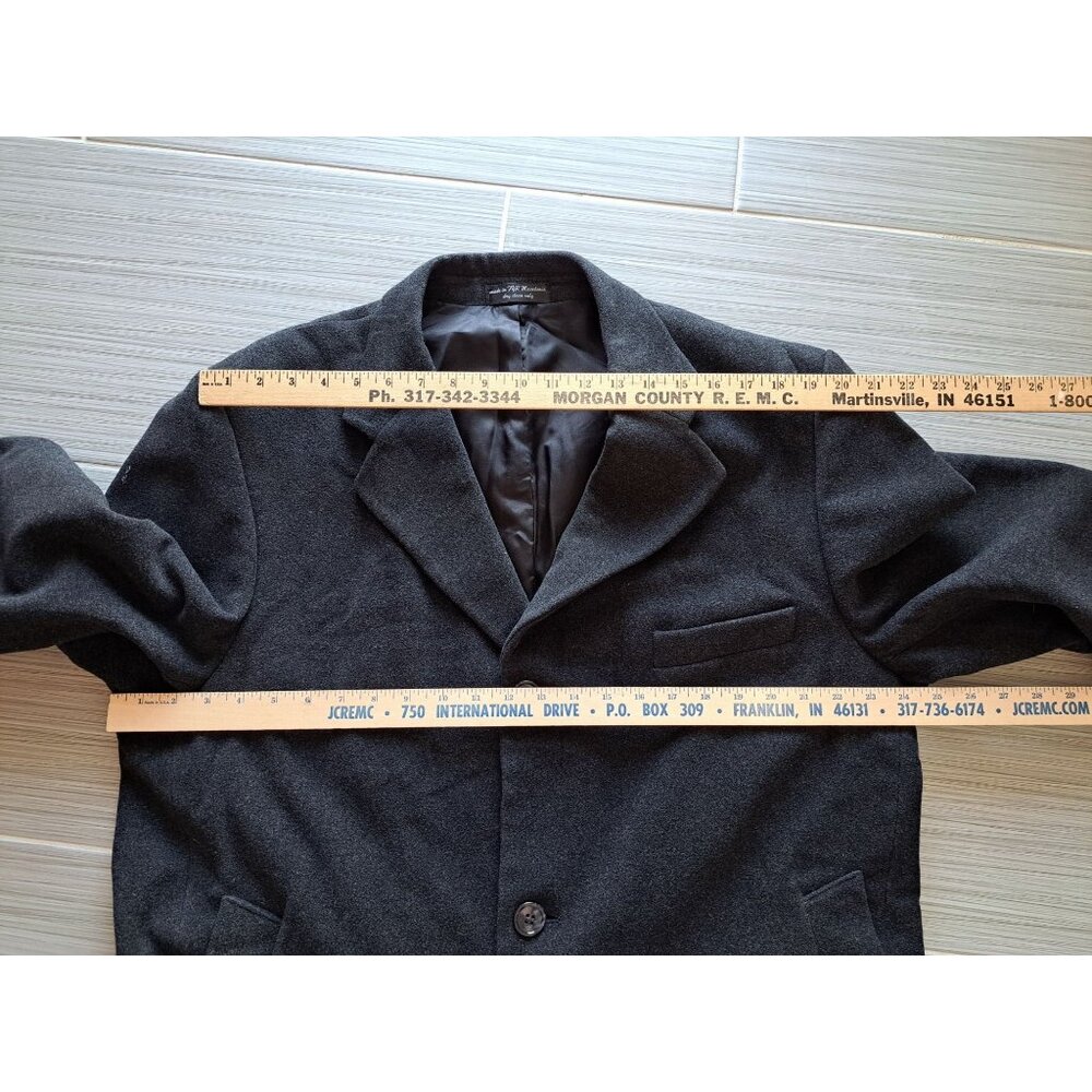Ralph Lauren Chaps Charcoal Gray Wool Cashmere Overcoat Lined Button Men's 44S - Picture 7 of 14